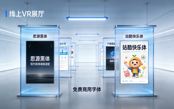 在線上VR展廳設計中，有哪些免費商用字體可用？