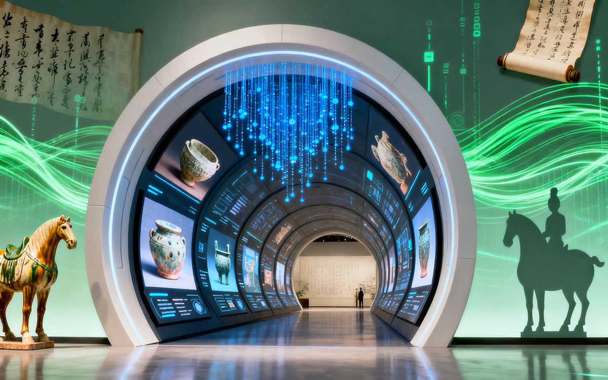 紅色在云上虛擬展廳中，強化主題的視覺沖擊